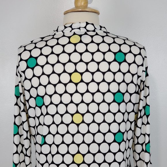 Worthington Split Neck Stretchy Circle Polka Dot Pullover Top, Size L - Picture 7 of 11